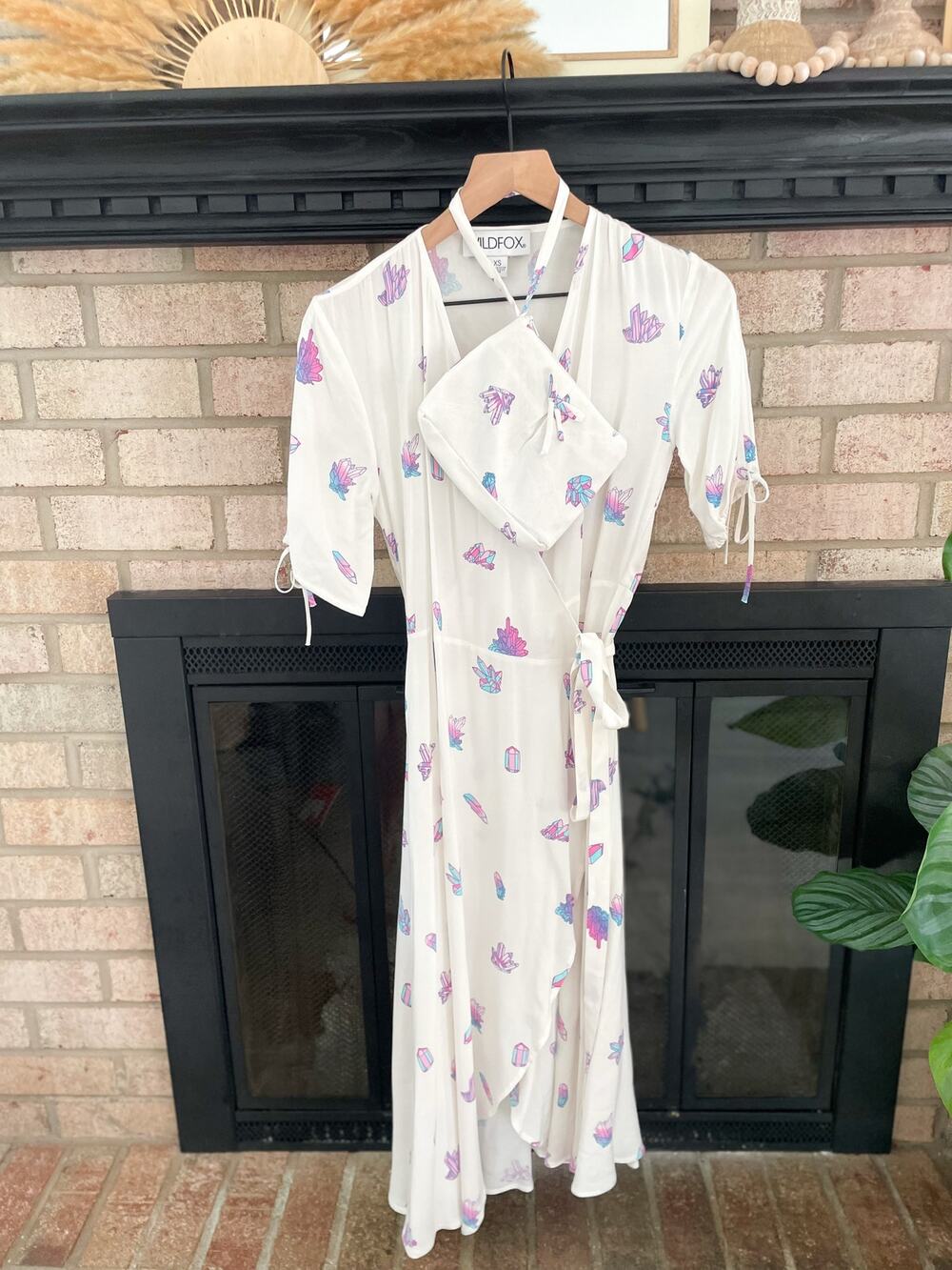 Wildfox Crystal Wrap Maxi Dress XS White Hippie Boho Festival
